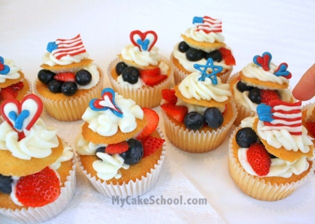 Fabulous Fourth of July Cake and Cupcake Design Ideas! Cake Decorating Tutorial by MyCakeSchool.com. 