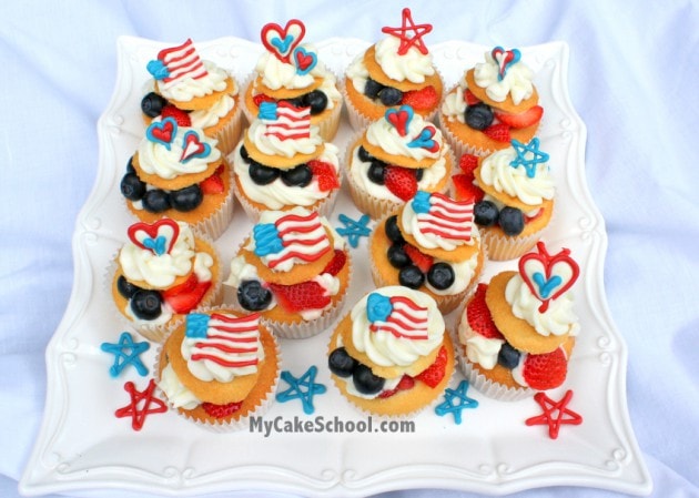 Fabulous Fourth of July Cake and Cupcake Design Ideas! Cake Decorating Tutorial by MyCakeSchool.com. 