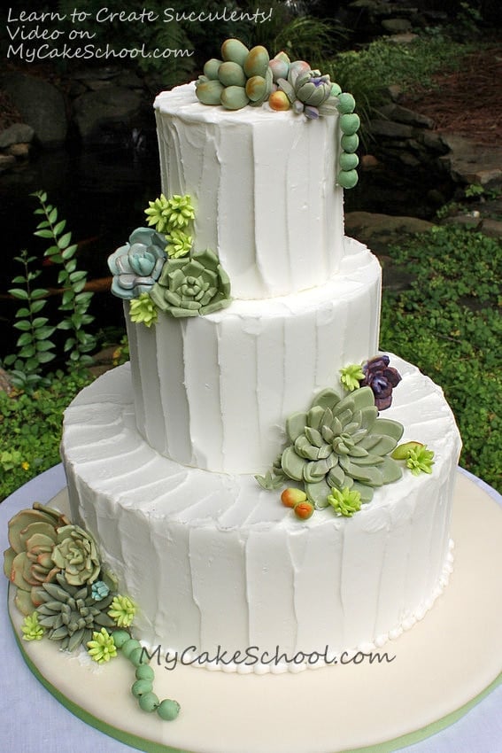 Learn how to make succulents for your cakes in this MyCakeSchool.com cake decorating video tutorial!
