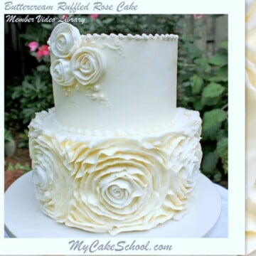 Elegant Buttercream Ruffled Roses Cake in this cake decorating video tutorial by MyCakeSchool.com!