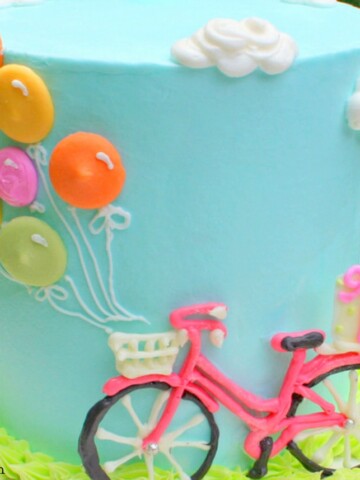 Bicycle with Balloons Cake! Free cake decorating tutorial by MyCakeSchool.com!