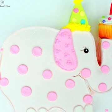 CUTE "Elephant with a Cupcake" Cake Design by MyCakeSchool.com! Free step by step cake decorating tutorial! MyCakeSchool.com Online Cake Tutorials, Cake Videos, Cake Recipes, and More!