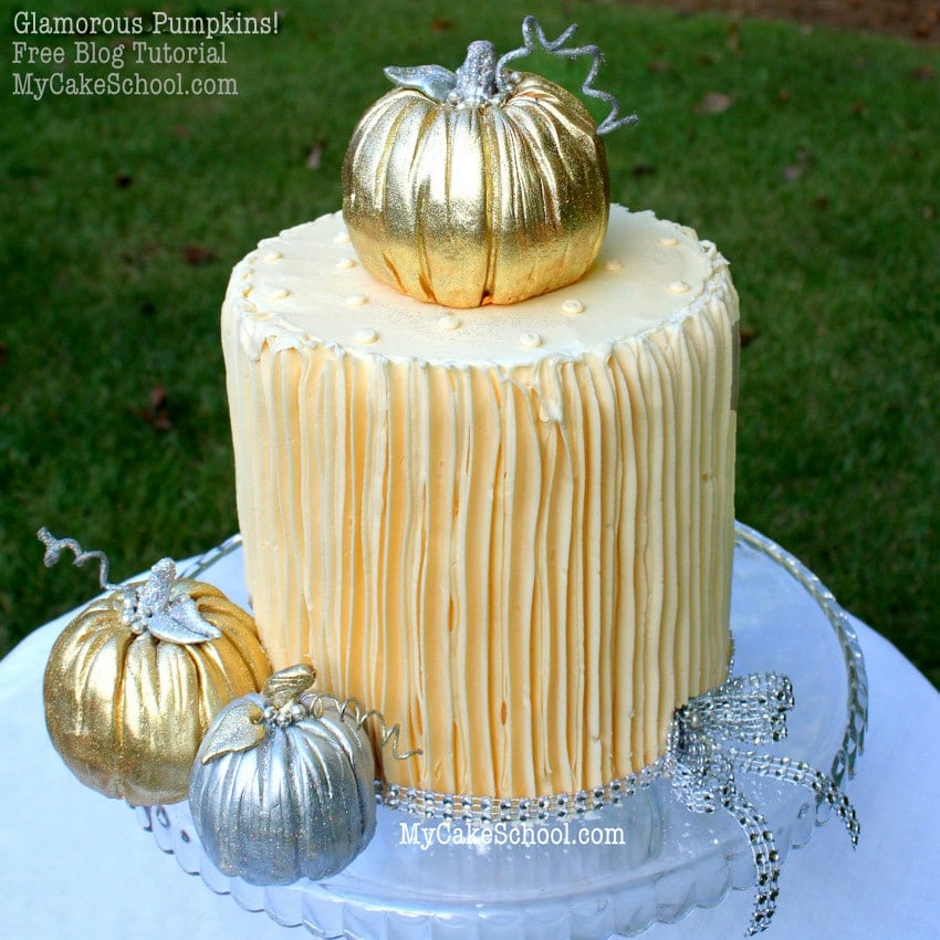 Glamorous Pumpkin Cake Topper~MyCakeSchool.com free blog tutorial!