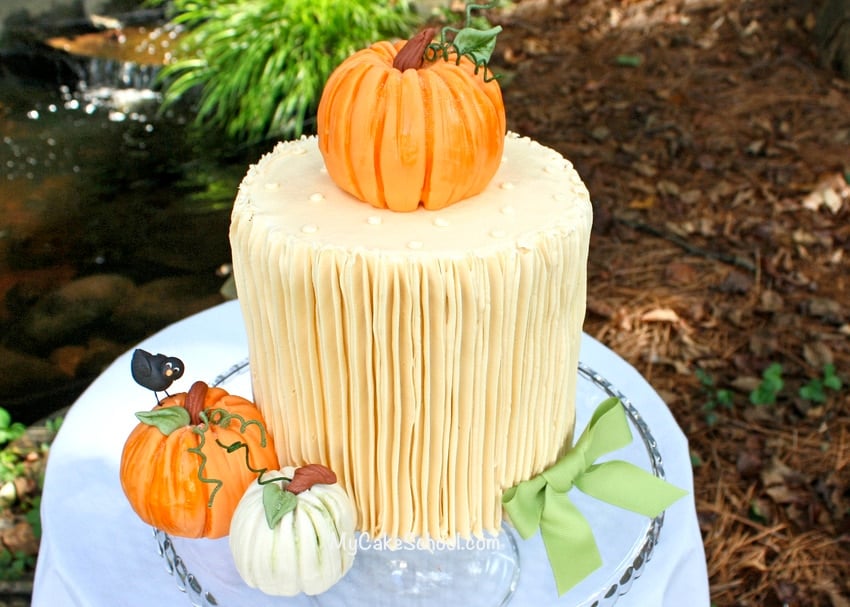 Learn how to make gorgeous pumpkin cake toppers in this free cake decorating tutorial by MyCakeSchool.com!