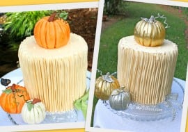 Learn to make gorgeous pumpkin cake toppers in this free fall cake tutorial by MyCakeSchool.com! We'll show you how to make both natural and gold versions!
