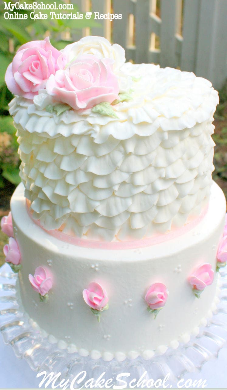 Buttercream Roses & Ruffles! Cake tutorial by MyCakeSchool.com. (Member section) Online Cake Tutorials & Recipes