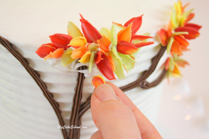 Autumn Leaves in Chocolate- Free cake decorating tutorial by MyCakeSchool.com!