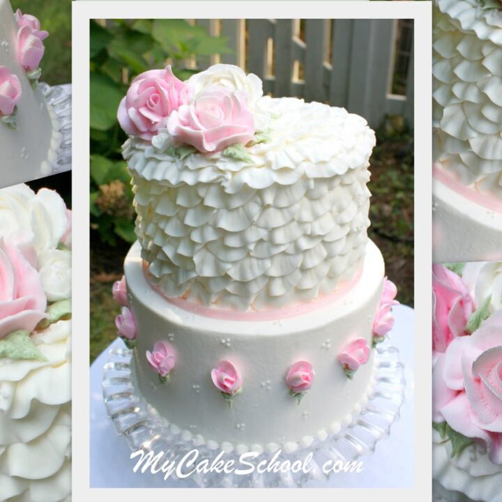 Buttercream Ribbon Roses Cake My Cake School