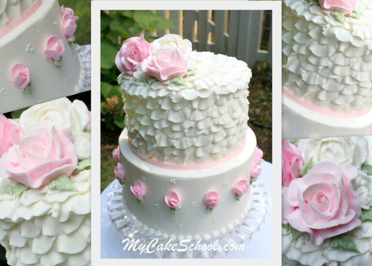 Buttercream Ruffles and Roses Cake