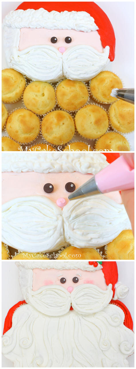 ADORABLE Santa Pull Apart Cupcake Cake by My Cake School! {free cake decorating tutorial}