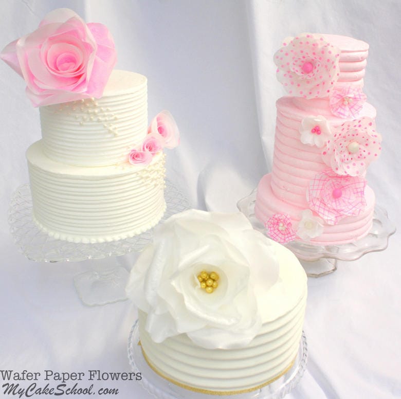 Learn to make Wafer Paper Flowers! My Cake School's cake video section. Online Cake Classes & Recipes!