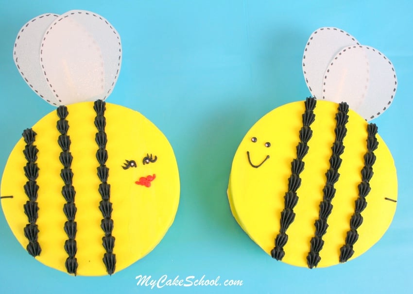 Adorable Bee Mine Valentine's Day Cake and Cupcake Tutorial by MyCakeSchool.com! Perfect for Valentine's Parties!