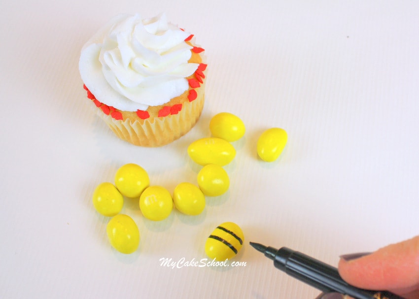 Adorable Bee Mine Valentine's Day Cake and Cupcake Tutorial by MyCakeSchool.com! Perfect for Valentine's Parties!