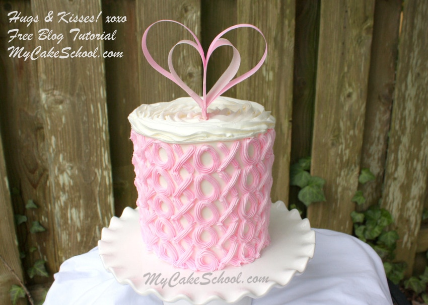 CUTE Valentine's Day Hugs & Kisses Cake by My Cake School! Free Tutorial! XOXO