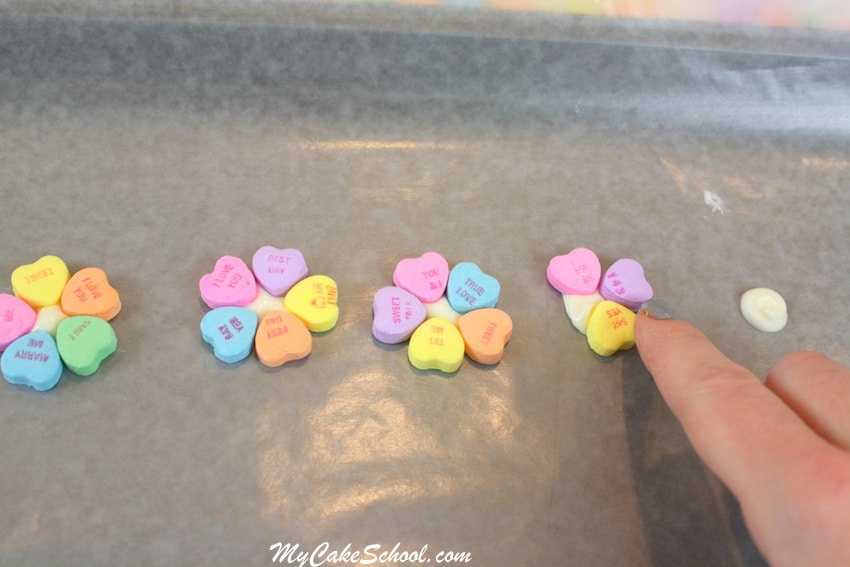 Learn how to make CUTE Conversation Heart Flowers for Cupcakes! Free Cupcake Tutorial for Valentine's Day! MyCakeSchool.com.