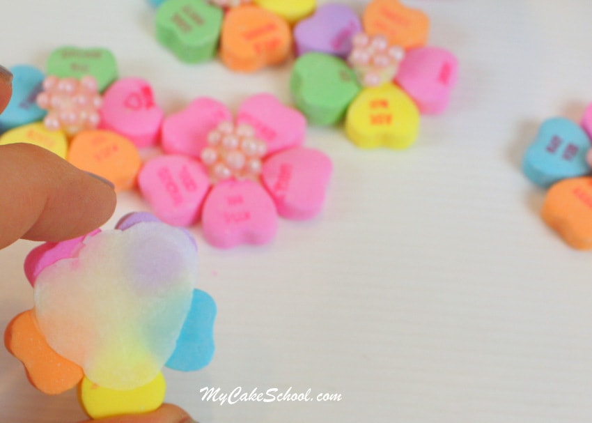 Learn how to make CUTE Conversation Heart Flowers for Cupcakes! Free Cupcake Tutorial for Valentine's Day! MyCakeSchool.com.