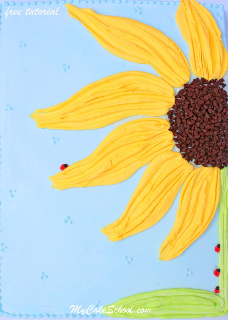 Beautiful Sunflower Sheet Cake Tutorial by MyCakeSchool.com! Online Cake Tutorials and Recipes!