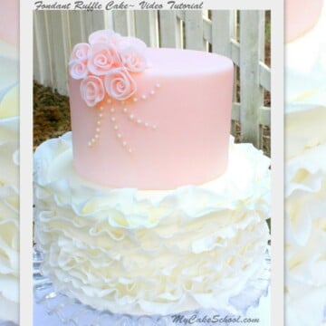 Beautiful Fondant Ruffle Cake! Video tutorial by MyCakeSchool.com. Online Cake Decorating Tutorials and Recipes!
