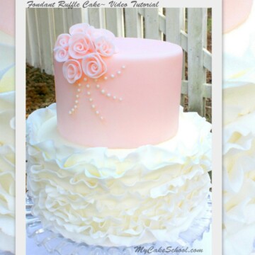 Beautiful Fondant Ruffle Cake! Video tutorial by MyCakeSchool.com. Online Cake Decorating Tutorials and Recipes!