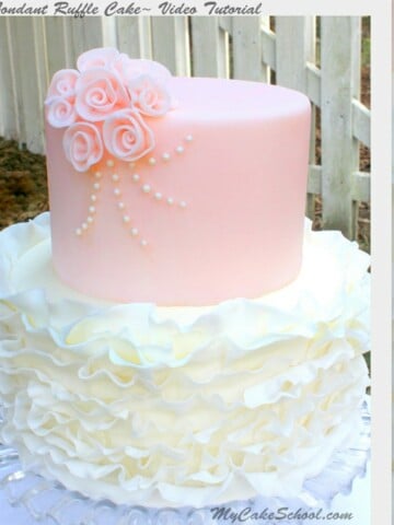 Beautiful Fondant Ruffle Cake! Video tutorial by MyCakeSchool.com. Online Cake Decorating Tutorials and Recipes!