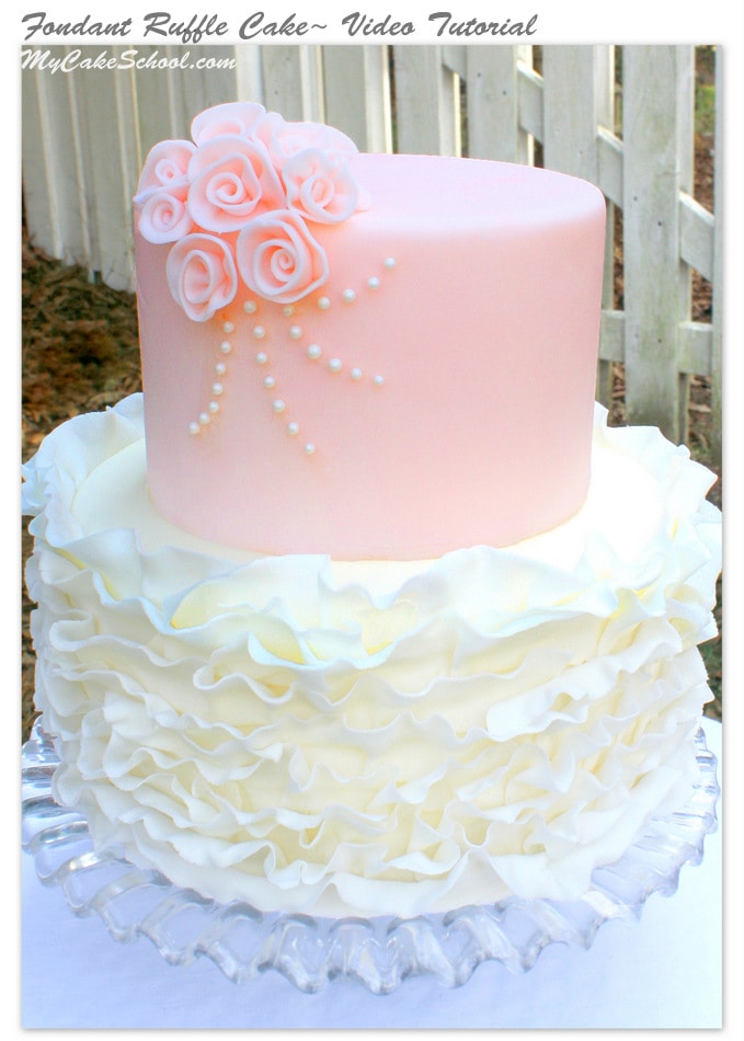 Fondant Ruffle Cake~Video Tutorial by MyCakeSchool.com