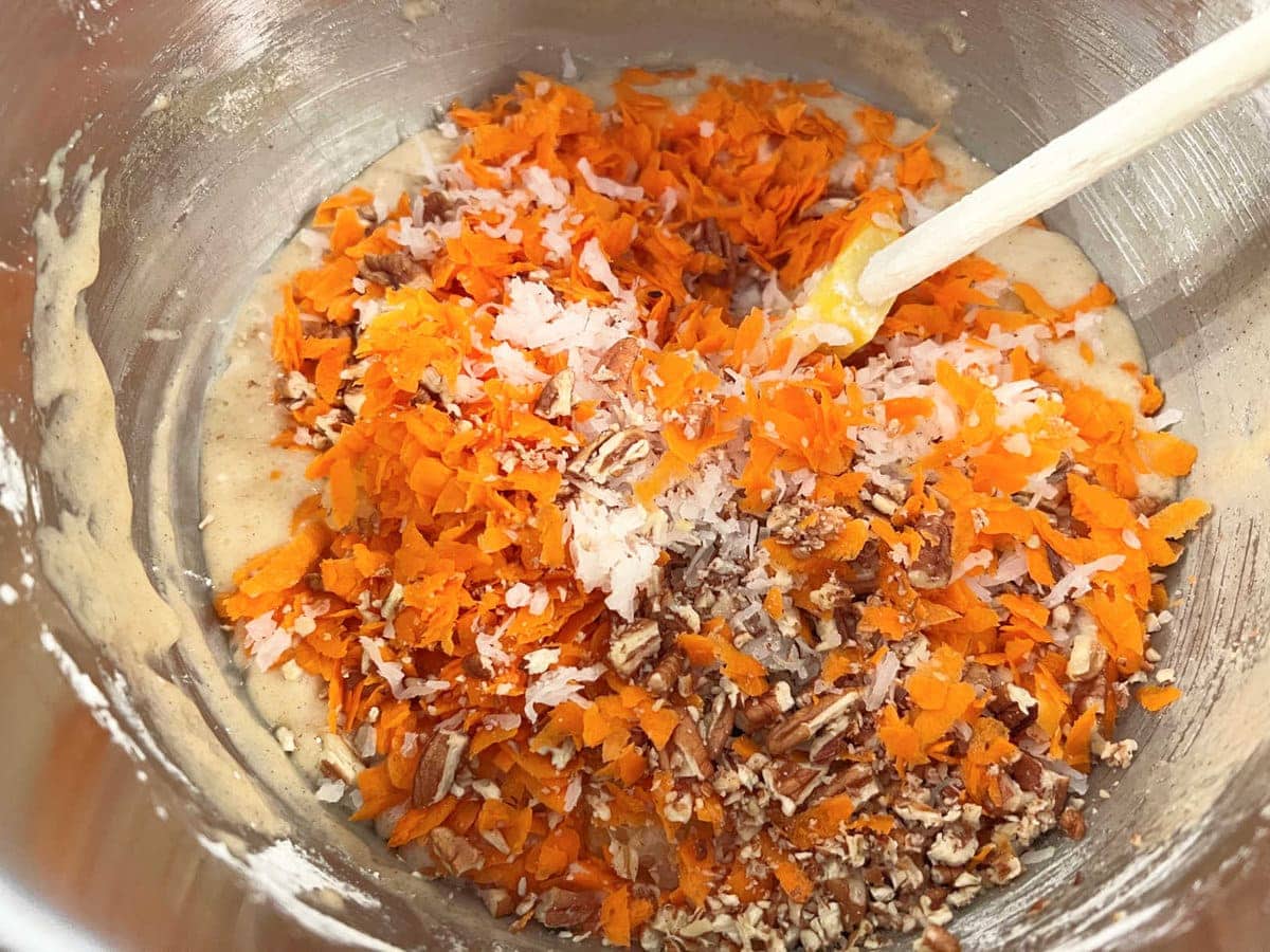 Bowl of Carrot Cake ingredients