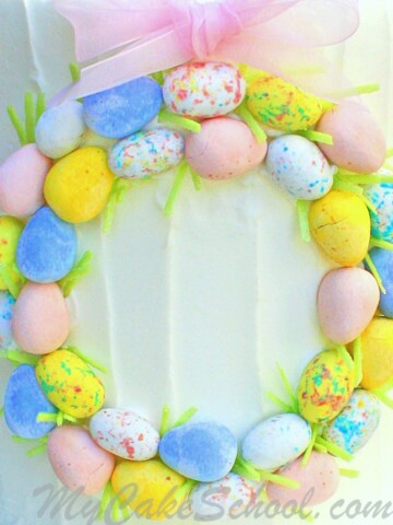 Beautiful Easter Wreath Cake! Free Tutorial by MyCakeSchool.com! SO easy to make!