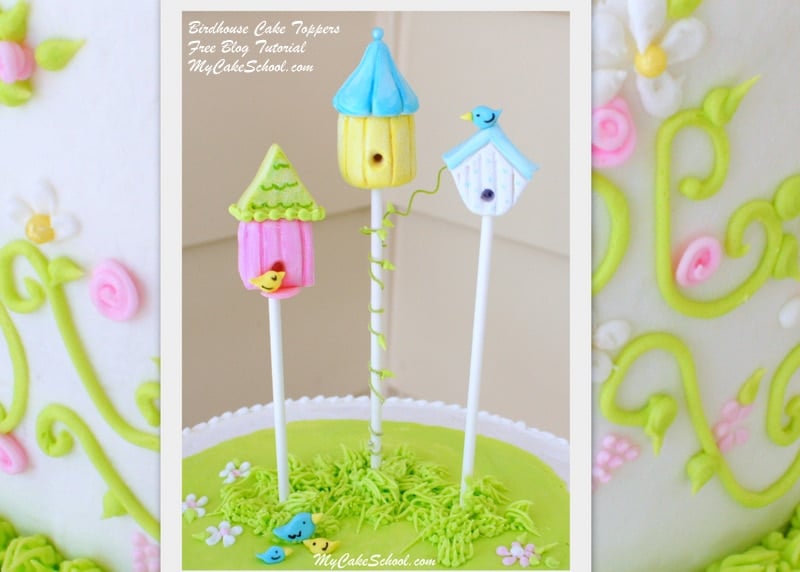 Adorable Birdhouse Cake Topper Tutorial by MyCakeSchool.com! Free step by step tutorial!