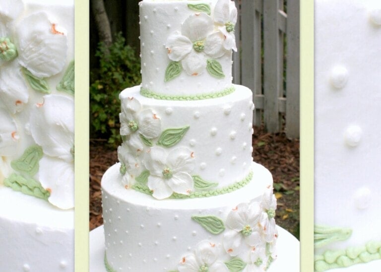 Learn how too pipe elegant dogwood flowers in buttercream in this My Cake School cake decorating video tutorial!