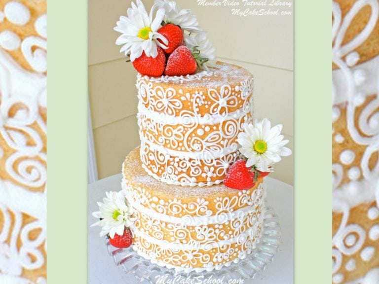Naked Cake with Scrollwork