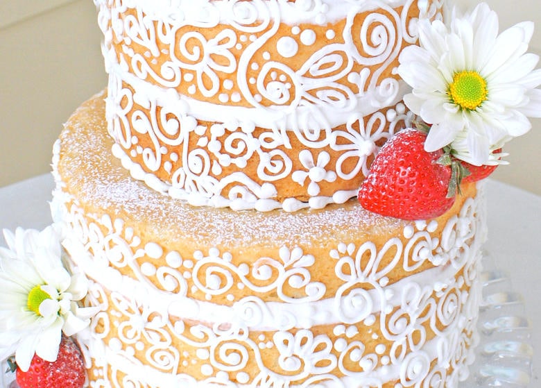 Elegant Semi-Dressed "Naked" Cake Video Tutorial by MyCakeSchool.com! {Member Section} So unique & beautiful!