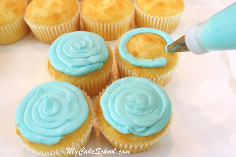 Bright and Cheerful Buttercream Cupcake Tutorial! Lilly Pulitzer Inspired. Free Tutorial by MyCakeSchool.com. Online Cake Decorating Tutorials, Videos, and Recipes! 