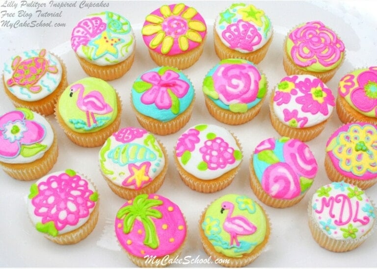 Cheerful Lilly Pulitzer Inspired Cupcake Decorating Tutorial {Blog}