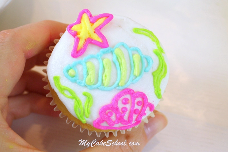 Bright and Cheerful Buttercream Cupcake Tutorial! Lilly Pulitzer Inspired. Free Tutorial by MyCakeSchool.com. Online Cake Decorating Tutorials, Videos, and Recipes! 