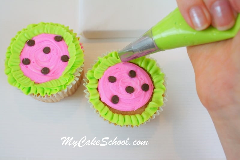 CUTE Watermelon Cake and Cupcake Designs by MyCakeSchool.com! This free tutorial is so simple and perfect for summer!