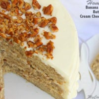 Delicious Banana Cake with Butter Pecan Cream Cheese Filling! Recipe by MyCakeSchool.com. Online cake tutorials, recipes, videos, and more!