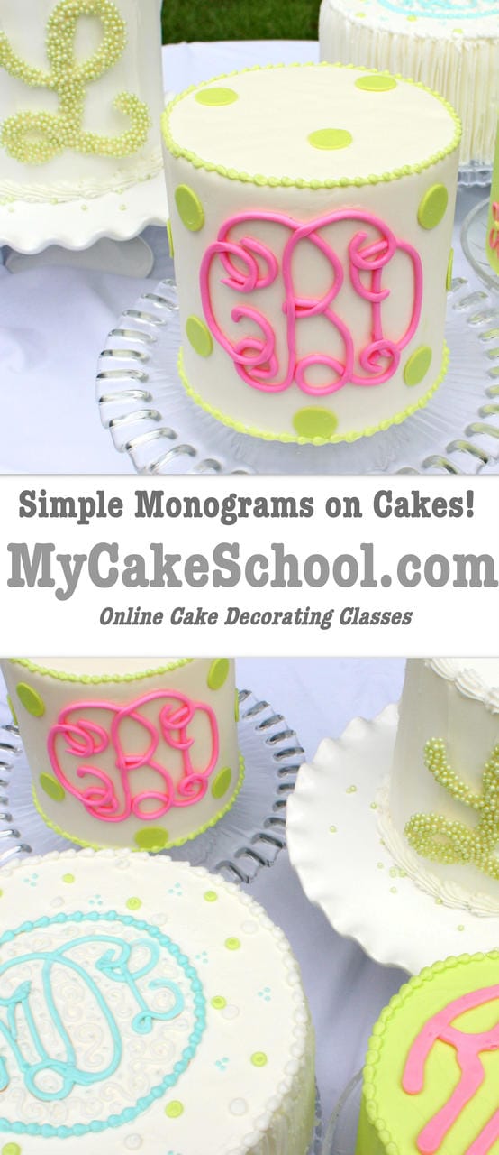 Learn to Create Beautiful Monograms on Cakes with Chocolate, Fondant, and Buttercream, and more! MyCakeSchool.com Cake Decorating Tutorial {Member Video}