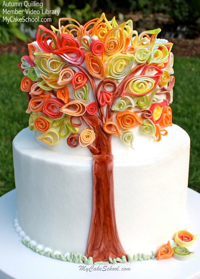 Learn the art of Quilling with Fondant in this beautiful Autumn Cake Video Tutorial by MyCakeSchool.com! Member Cake Video Section. Elegant Fondant Quilling by MyCakeSchool.com~ Video