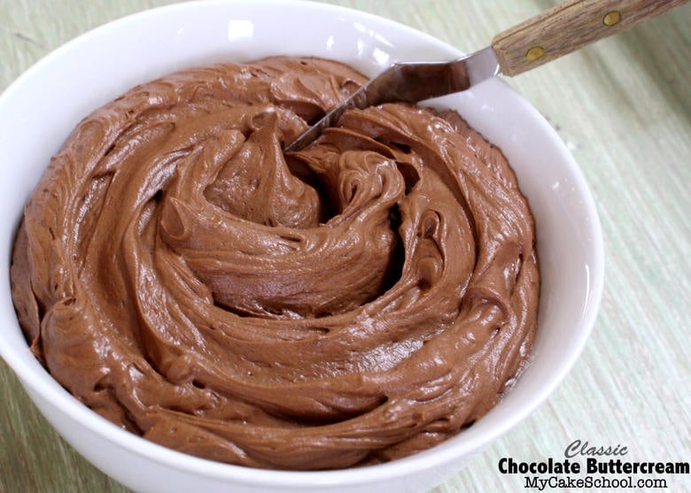 Delicious Classic Chocolate Buttercream Frosting Recipe by MyCakeSchool.com! Online videos, tutorials, and recipes!