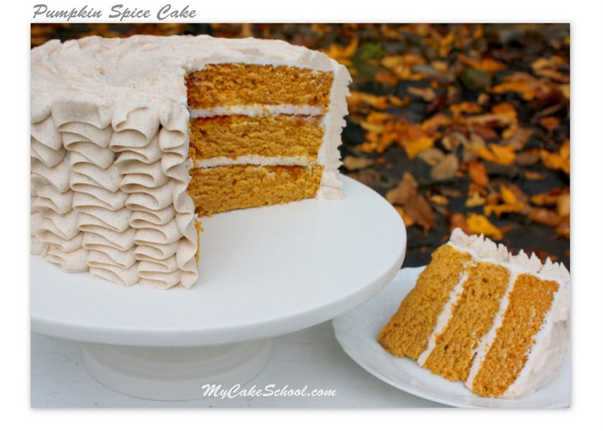 Pumpkin Spice Cake with Spiced Cream Cheese Frosting Recipe by MyCakeSchool.com
