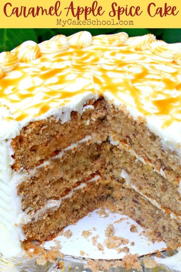 Caramel Apple Spice Cake- This moist and delicious layer cake has SO much flavor and is perfect for fall!