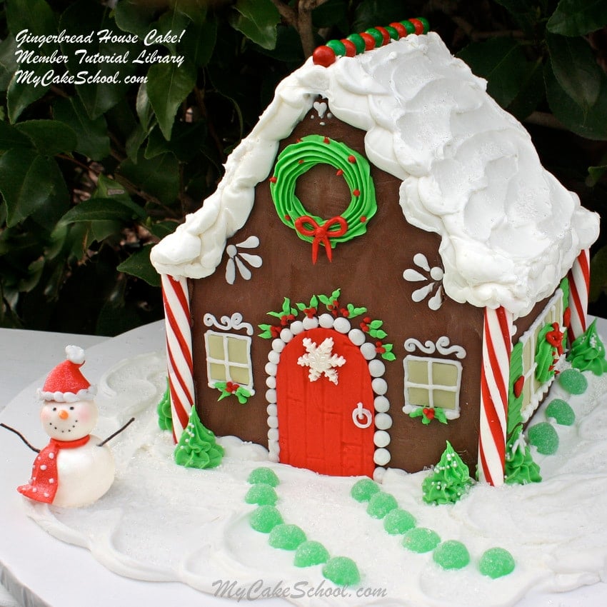 Adorable Gingerbread House Cake! Member Cake Decorating Video Tutorial Library-MyCakeSchool.com!