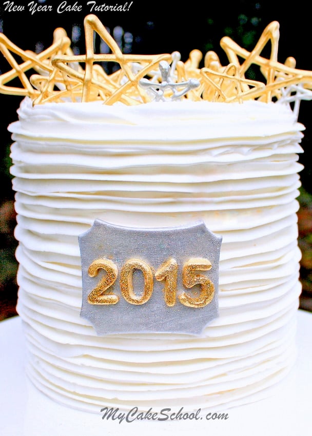 Festive New Year's Cake! Free Cake Tutorial by MyCakeSchool.com