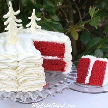 The most DELICIOUS scratch Red Velvet Cake Recipe! MyCakeSchool.com.