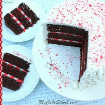 Festive Chocolate Candy Cane Cake- Free Video Tutorial by MyCakeSchool.com!