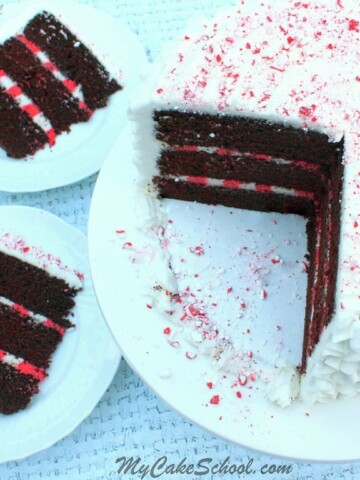 Festive Chocolate Candy Cane Cake- Free Video Tutorial by MyCakeSchool.com!