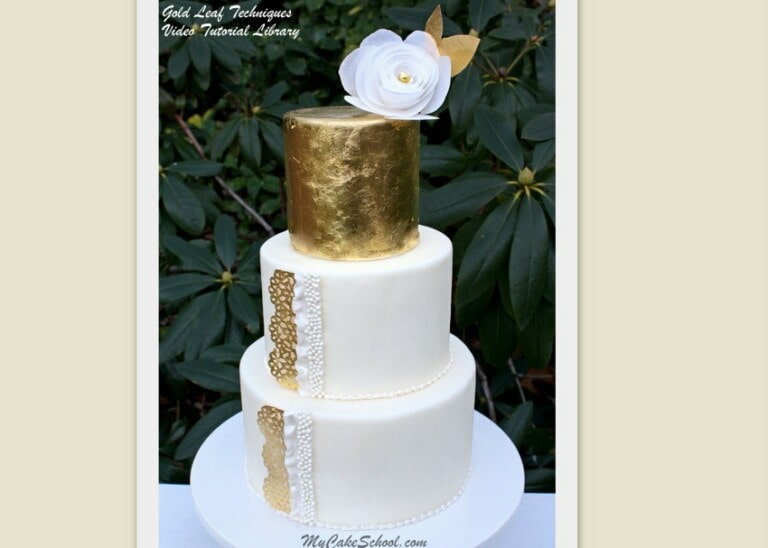 Decorating with Gold Leaf and Wafer Paper~Cake Decorating Video Tutorial