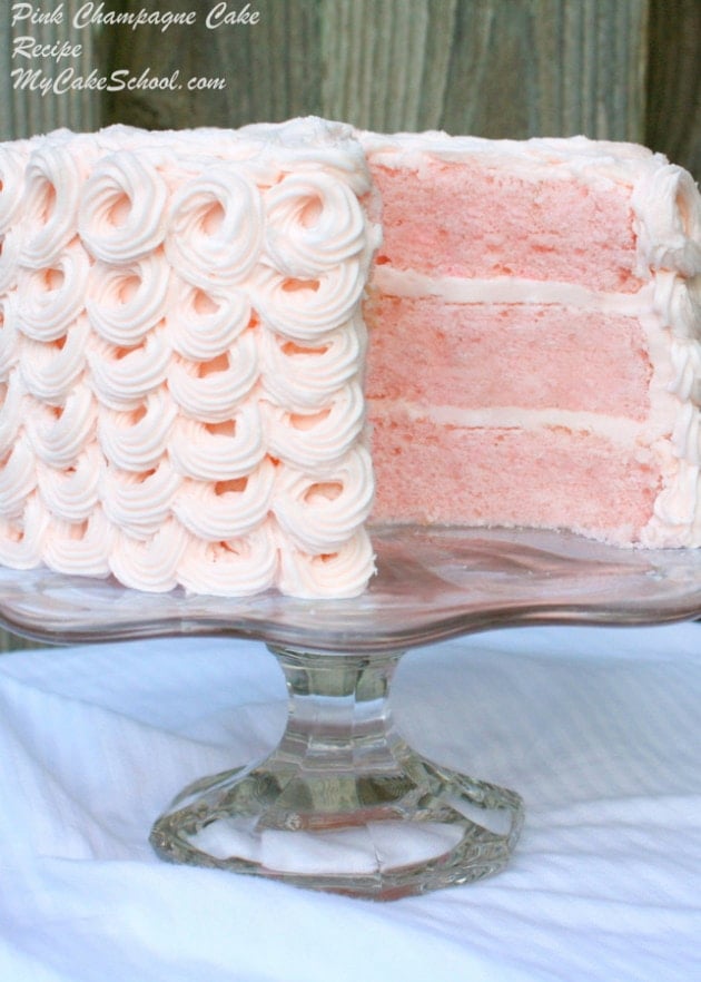 The Best Pink Champagne Cake Recipe from scratch! So moist and flavorful. Recipe by MyCakeSchool.com.