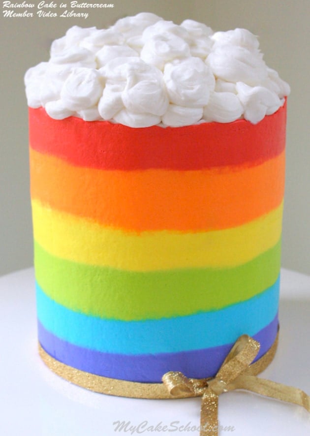 BEAUTIFUL Rainbow Cake in Buttercream!- Free Cake Decorating video tutorial MyCakeSchool.com. Online Cake Classes & Recipes!