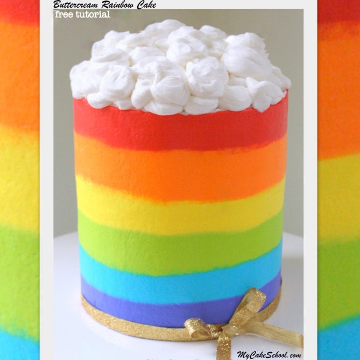 Free Video Tutorial for a Beautiful Buttercream Rainbow Cake! MyCakeSchool.com Online Cake Instruction and Cake Recipes!